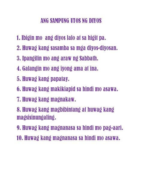 Ang Sampung Utos NG Diyos | PDF