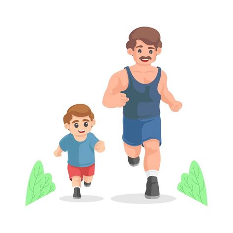 Cartoon father and son running together 1240495 Vector Art at Vecteezy