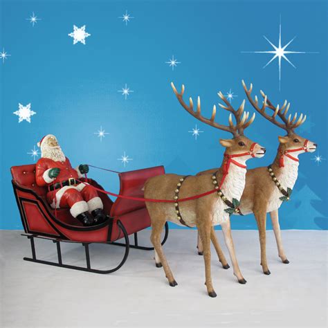 120in. Wide Giant Santa, Sleigh & Two Reindeer Set