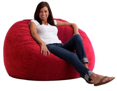 Comfort Research 4' Large Fuf Bean Bag Chair in Sierra Red Comfort Suede