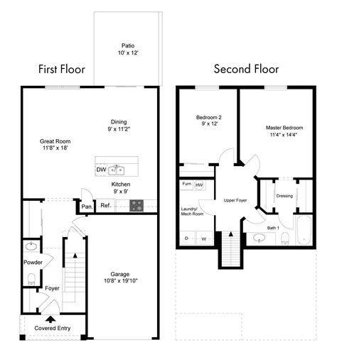 2 Bedroom Townhome Floor Plans - floorplans.click