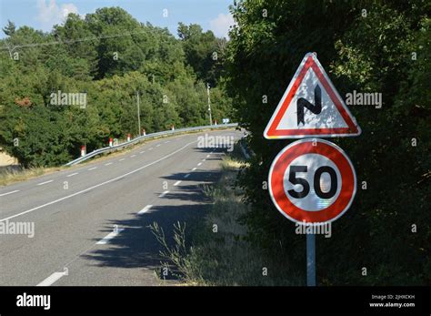 Speed limit sign, road sign from france Stock Photo - Alamy