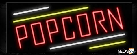 Popcorn In Red with White And Yellow Line Neon Sign - NeonSign.com