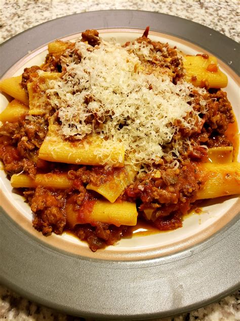 [Homemade] Rigatoni with meat sauce. : r/food