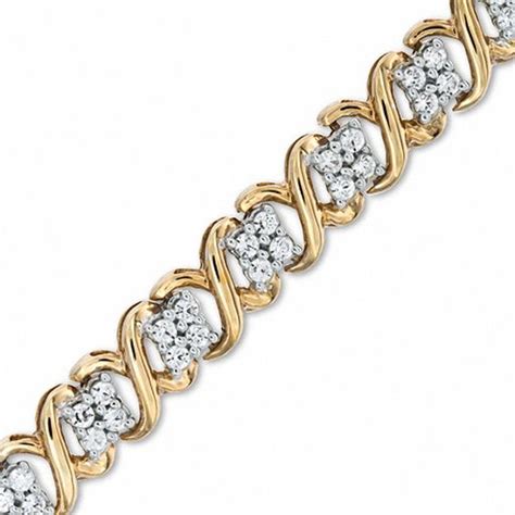 1 CT. T.W. Diamond "X" Bracelet in 10K Gold | Available In Store | Zales