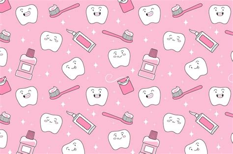 Premium Vector | Pattern seamless pink dentist