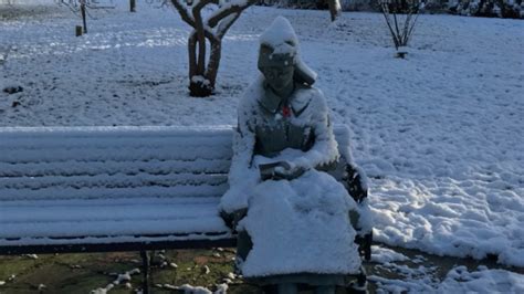 Woman 'frozen in snow' turns out to be statue | ITV News Central