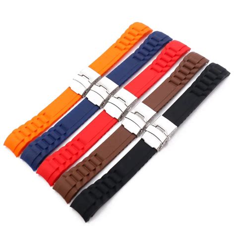 Double press folding buckle rubber strap 20mm22mm watch accessories silicone strap outdoor ...