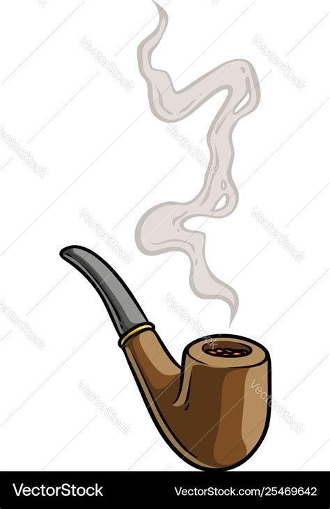 Cartoon tobacco pipe with smoke Royalty Free Vector Image