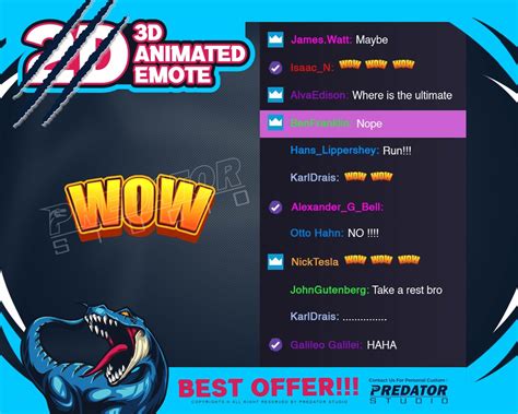 Wow 3D Animated Text Emote, Emotes Twitch, Emote Commission, Animated ...