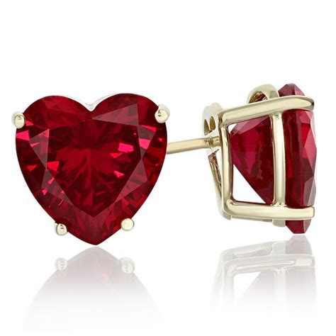 Heart Shape Lab Created Ruby Stud Earrings - Mystique of Palm Beach