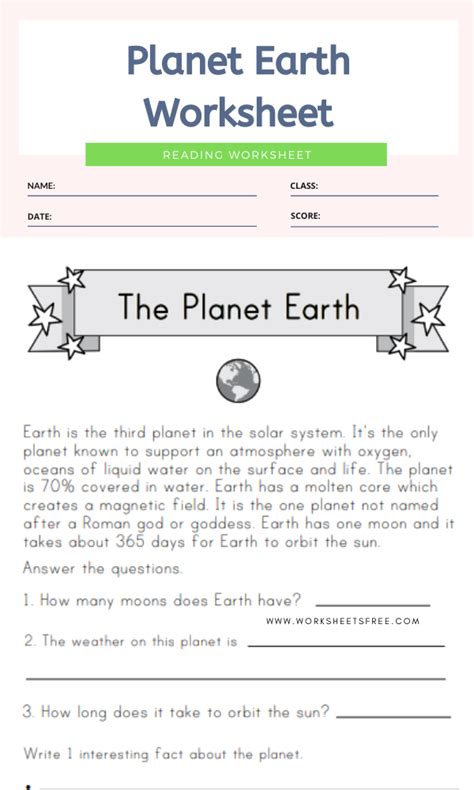 Planet Earth Worksheet | Worksheets Free