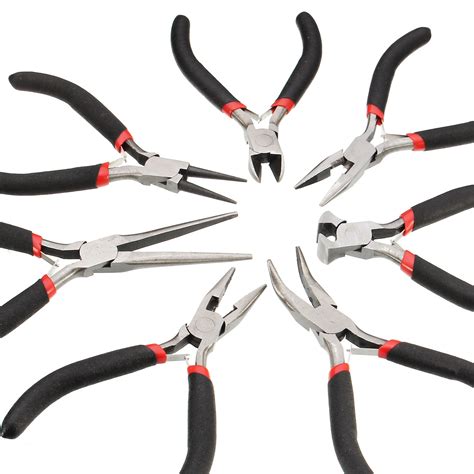 7Pcs Beading Mini Pliers Tools Kit Set Round Flat Long Nose for Jewellery Making | Alexnld.com