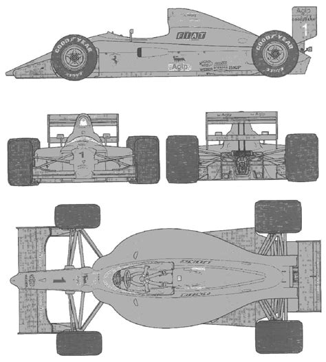 1990 Ferrari 641 F1 Formula blueprints free - Outlines