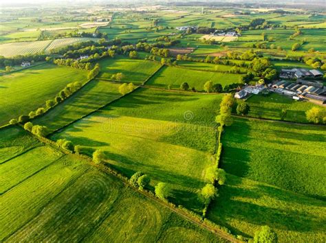 Aerial View of Endless Lush Pastures and Farmlands of Ireland ...