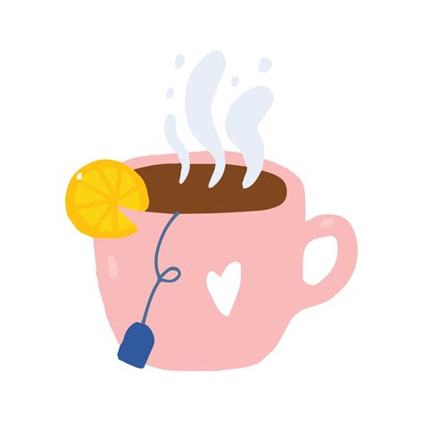 Cartoon cute cup of tea with bag and lemon. 2224036 Vector Art at Vecteezy