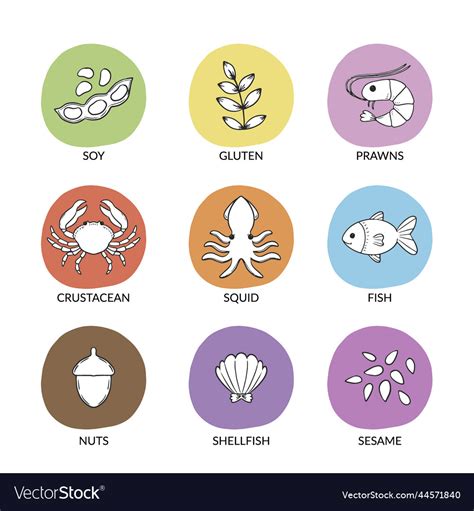 Food allergy label set design Royalty Free Vector Image