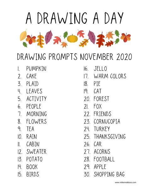 Drawing Prompts November 2023