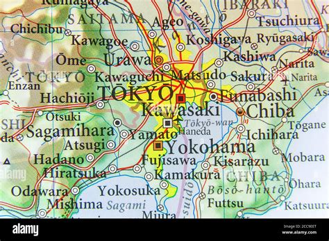 Geographic map of Japan with capital city Tokyo Stock Photo - Alamy