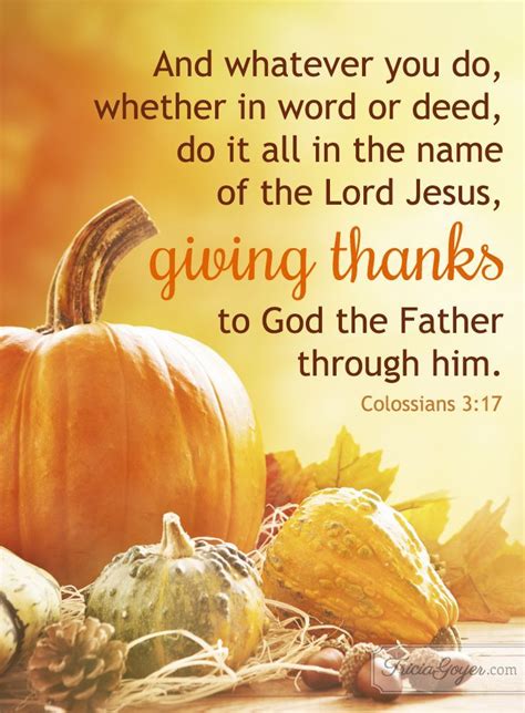 Giving Thanks | Colossians 3:17 - Tricia Goyer | Thankful, Pumpkin, Scripture quotes