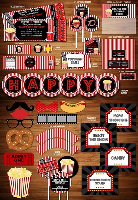 Printable Movie Night Birthday Party Package Decorations | Movie Ticket B… | Movie night ...