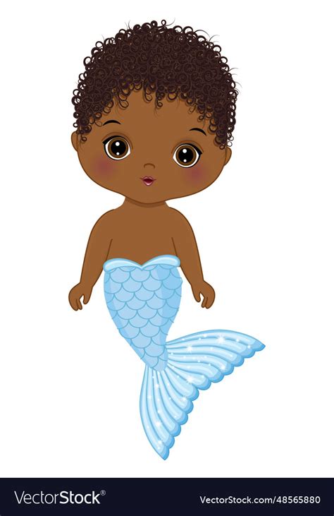 Cute african american baby boy mermaid Royalty Free Vector