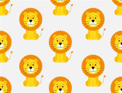 Seamless pattern of cute cartoon lion background 558814 Vector Art at Vecteezy