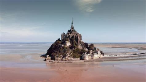 Aerial view of Mont-Saint-Michel castle, Stock Footage | VideoHive