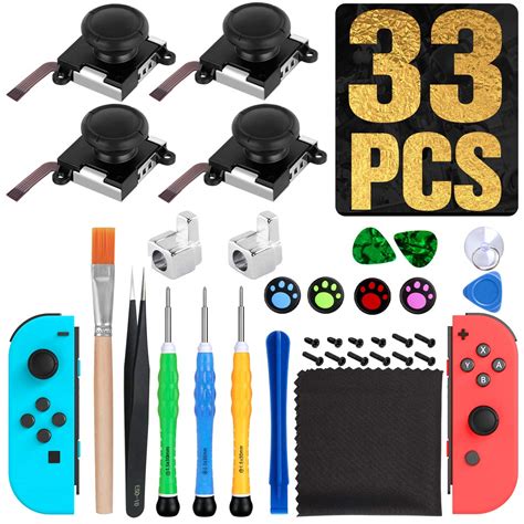 Buy Joycon Joystick Replacement, 33 PCS Joycon Repair Kit, 4 Pack ...