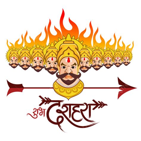 Shubh Dussehra With Ravan Vector Illustration Hindi Calligraphy, Happy Dussehra, Dussehra 2022 ...