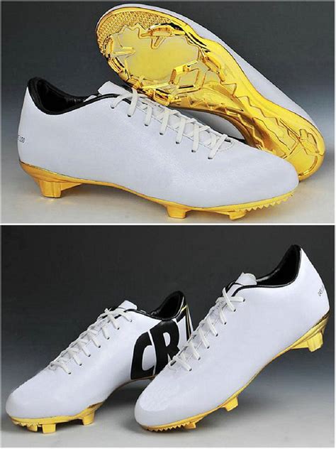 2014 New White CR 7 Gold Football Shoes Cristiano Ronaldo 2014 Special Edition Men Sports Boots ...