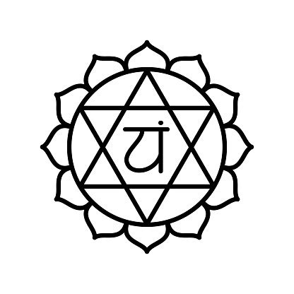 Anahata Icon The Fourth Heart Chakra Vector Black Line Symbol Sacral Sign Meditation Stock ...