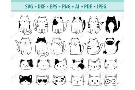 Cute Cats SVG, Funny cat Svg, Cat faces Svg, Png, Eps, Dxf