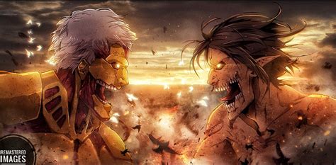 Eren vs Reiner (Shingeki No Kyojin) | Attack on titan season, Attack on ...