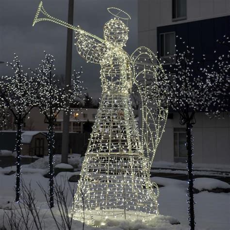 Northlight 9.75-ft White Pre-Lit Trumpeting Angel Commercial Christmas Outdoor Decoration in the ...