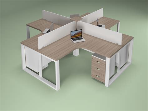 Oxford 4 Person L Shaped Workstation - Office Furniture Shop