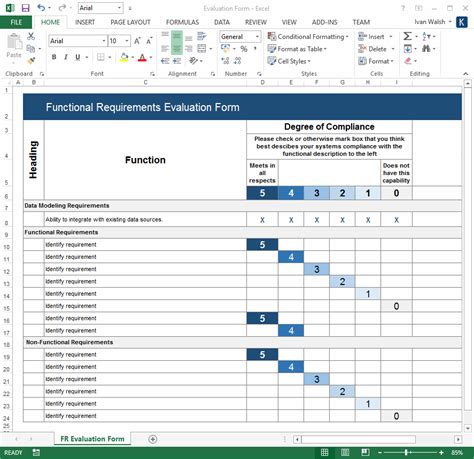 Functional Requirements Specification – MS Word & Excel Template