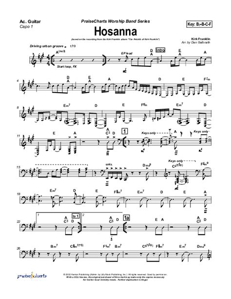 Hosanna Acoustic Guitar Sheet Music PDF (Kirk Franklin) - PraiseCharts