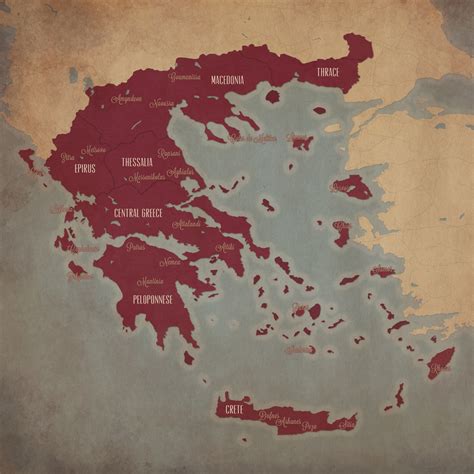 Greece Wine Region Map - City Prints