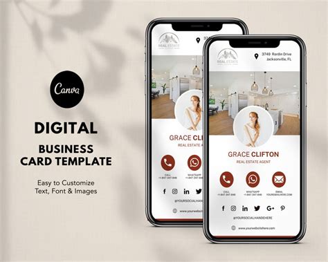 Digital Business Card Template Canva Real Estate Business - Etsy