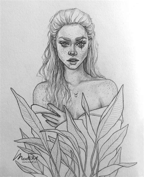 Nature Girl illustration by MadliArt | Nature sketches pencil, Drawings ...