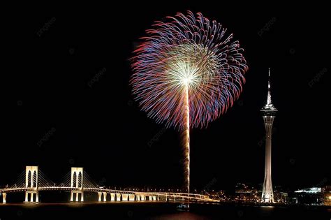 Celebration Of New Year With Fireworks Boom Bridge Portuguese Photo Background And Picture For ...