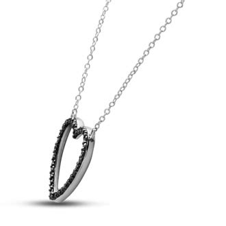 1/2ct Black Diamond Heart Necklace Crafted In Solid Sterling Silver, 18 Inches | SuperJeweler.com