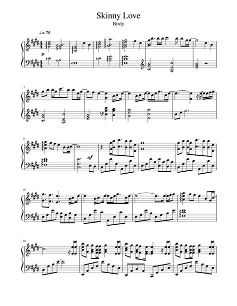 Birdy Skinny Love Sheet music for Piano (Solo) | Musescore.com