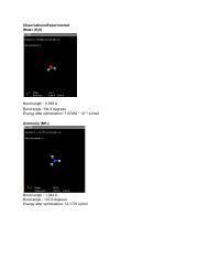 lab 5.pdf - Observations/Experimental Water H20 Bond length : 0.999 À Bond angle :104.5 degrees ...