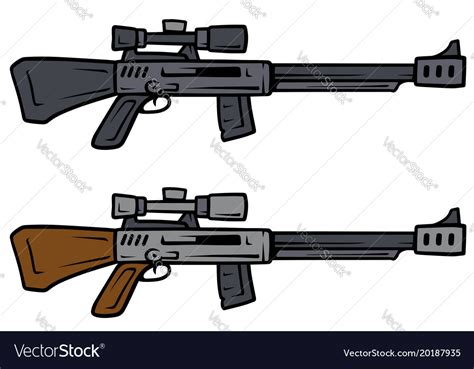 Cartoon sniper rifles weapon icons Royalty Free Vector Image