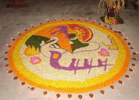 5 Beautiful Onam Pookalam Photos - Floral Designs