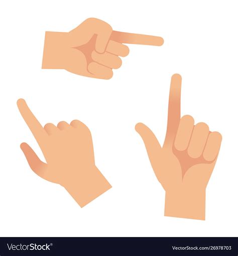 Hand in forefinger icons holding pointing hands Vector Image