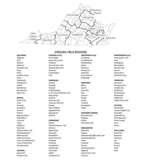 State Regions Map — Virginia FBLA