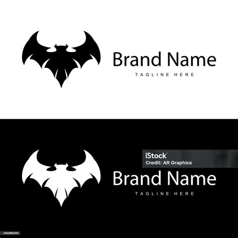 Simple Black Silhouette Design Bat Logo Illustration Of A Nighttime Animal With A Minimalist ...